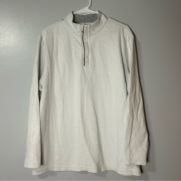 Daniel Cremieux Tribeca Pull Over Long Sleeve Shirt White 1/4 Zip $125 Retail Lg - Picture 1 of 11